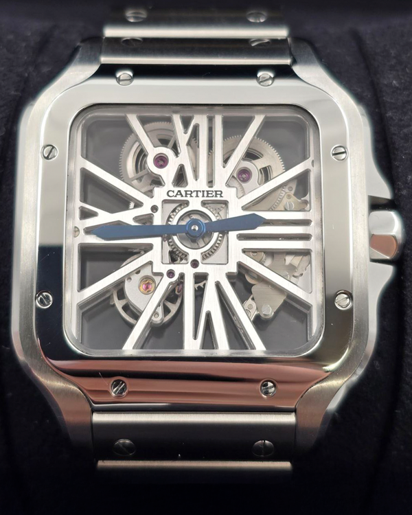 2018 Cartier Santos De Cartier 39.8MM Skeleton Dial Steel Bracelet (WHSA0007)
