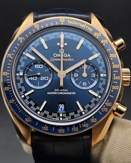 2021 Omega Speedmaster Racing 44.25MM Blue Dial Leather Strap (329.53.44.51.03.001)