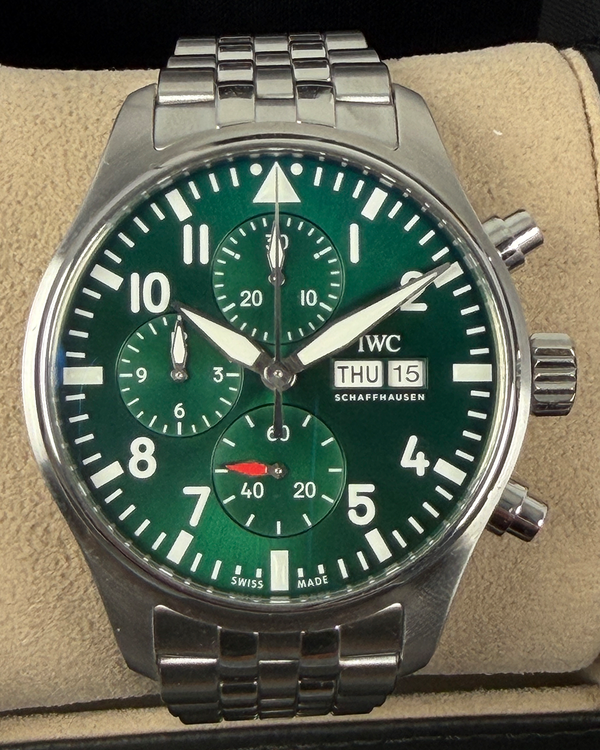 2023 IWC Schaffhausen Pilot Chronograph 43MM Green Dial Steel Bracelet (IW378006)