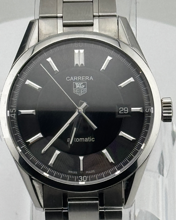 No Reserve - Tag Heuer Carrera Calibre 5 39MM Black Dial Steel Bracelet (WV211B-0)