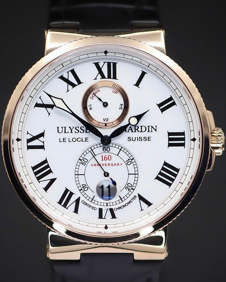 Ulysse Nardin Marine "160th Anniversary" L. E. 43MM White Dial Leather Strap (266-65)