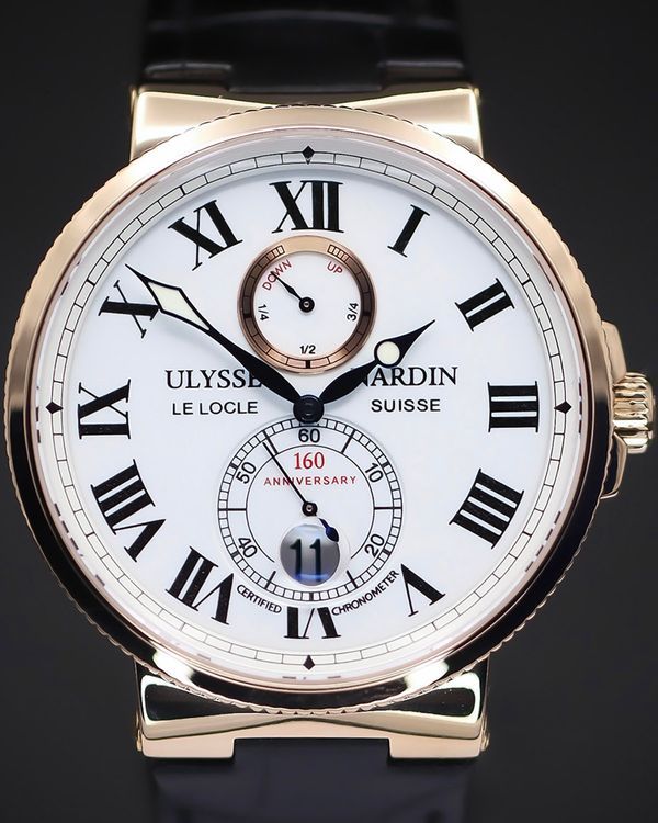 Ulysse Nardin Marine "160th Anniversary" L. E. 43MM White Dial Leather Strap (266-65)