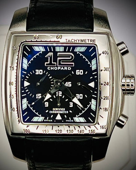 No Reserve - 2009 Chopard Two O Ten 47MM Black Dial Leather Strap (16/8961-3001)