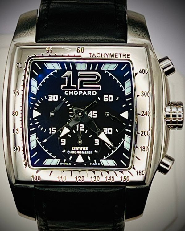 No Reserve - 2009 Chopard Two O Ten 47MM Black Dial Leather Strap (16/8961-3001)
