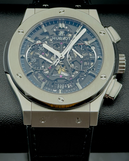 Hublot Classic Fusion Aerofusion 45MM Skeleton Dial Leather Strap (525.NX.0170.LR)