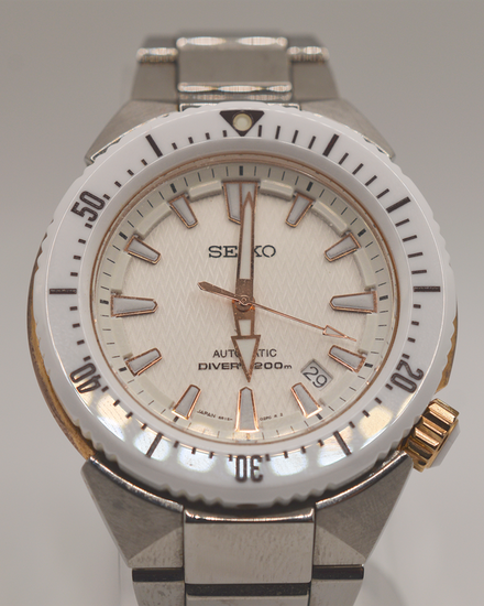 Seiko Prospex Transocean 200M 45MM White Dial Steel Bracelet (SBDC037)