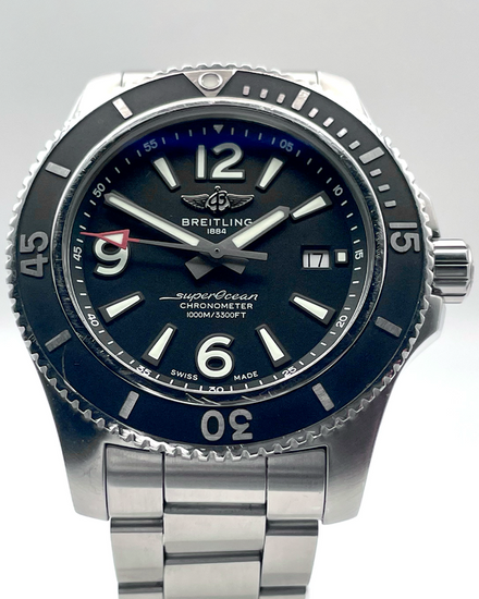 2021 Breitling Superocean 44MM Black Dial Steel Bracelet (A17367)