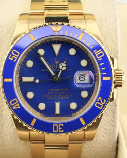 2010 Rolex Submariner Date 40MM Blue Dial Yellow Gold Oyster Bracelet (116618LB)