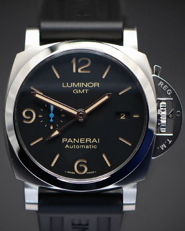 2023 Panerai Luminor 1950 3 Days GMT 44MM Black Dial Rubber Strap (PAM01320)