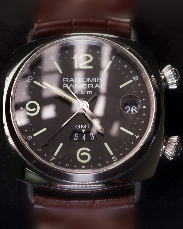 2012 Panerai Radiomir GMT Alarm 42MM Black Dial Leather Strap (PAM00355)
