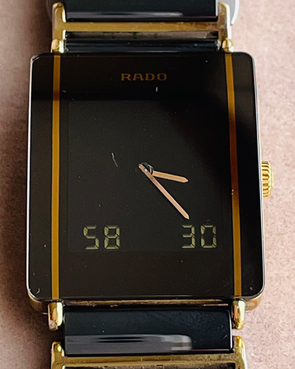 2005 Rado Integral 27MM Quartz Black Dial Yellow Gold/Ceramic Bracelet (R20456152)