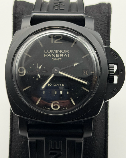 Panerai Luminor 1950 10 Days GMT 44MM Black Dial Rubber Strap (PAM00335)