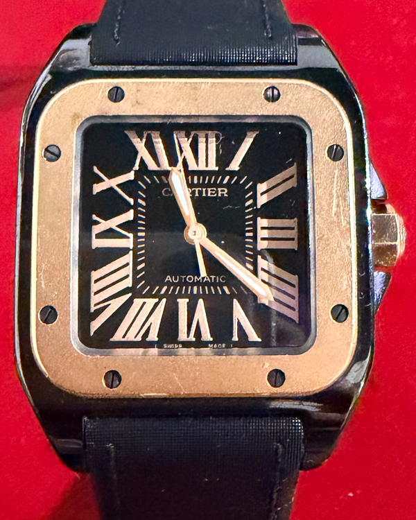 2009 Cartier Santos 100 44MM Black Dial Leather Strap (2878)