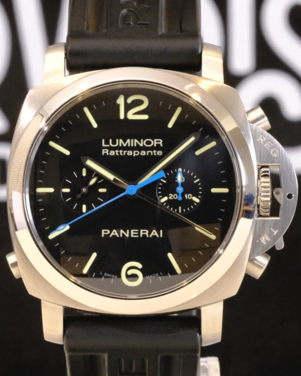 No Reserve - Panerai Luminor 1950 Rattrapante 44MM Black Dial Rubber Strap (PAM00362)