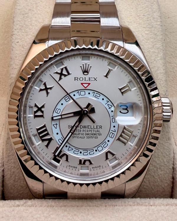 2013 Rolex Sky-Dweller 42MM White Dial White Gold Oyster Bracelet (326939)