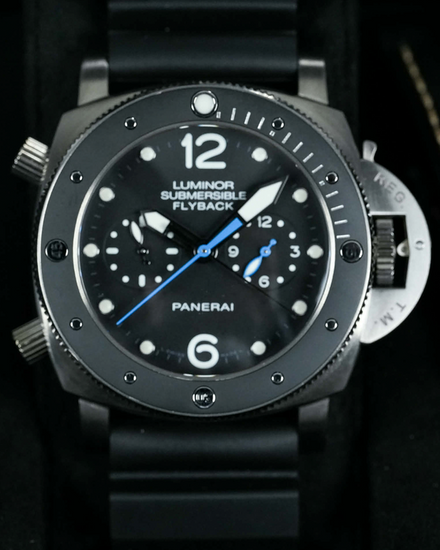 2020 Panerai Submersible Chrono Flyback 1950 3 Days 47MM Black Dial Rubber Strap (PAM00615)
