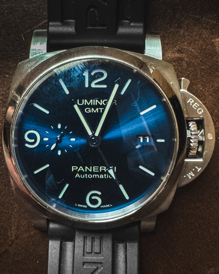 2022 Panerai Luminor GMT 44MM Blue Dial Rubber Strap (PAM01033)