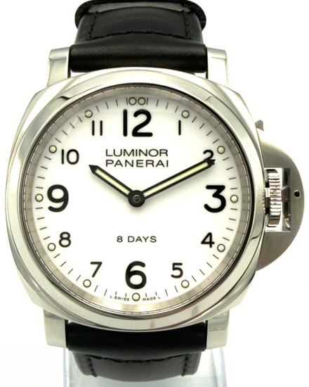 2018 Panerai Luminor Base 8 Days 44MM White Dial Aftermarket Leather Strap (PAM00561)