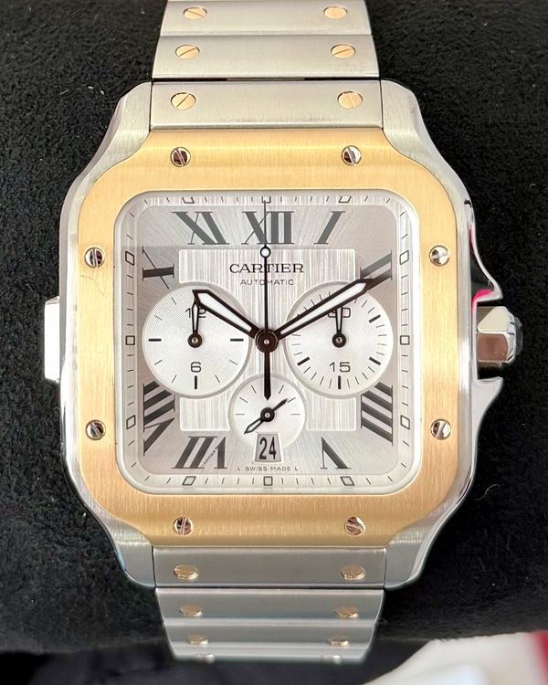 2026 Cartier Santos De Cartier 43.3MM Silver Dial Two-Tone Bracelet (W2SA0008)