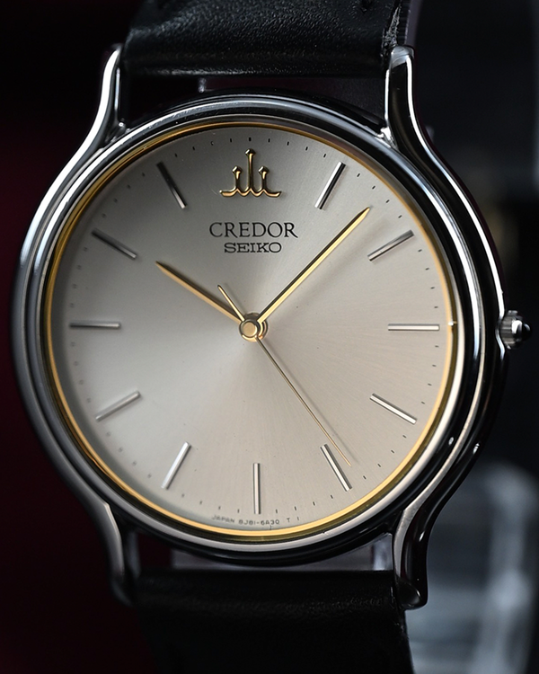 No Reserve - Seiko 5 Credor 32MM Quartz Silver Dial Leather Strap (8J81-6A30)