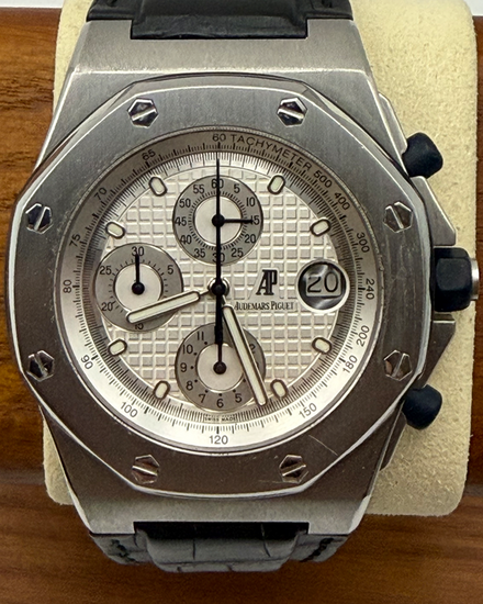2005 Audemars Piguet Royal Oak Offshore Chronograph 42MM Silver Dial Leather Strap (25770ST)