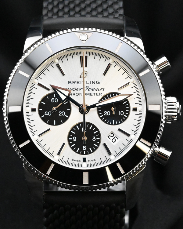 Breitling Superocean Heritage B01 Chronograph 44MM Silver Dial Rubber Strap (AB0162)