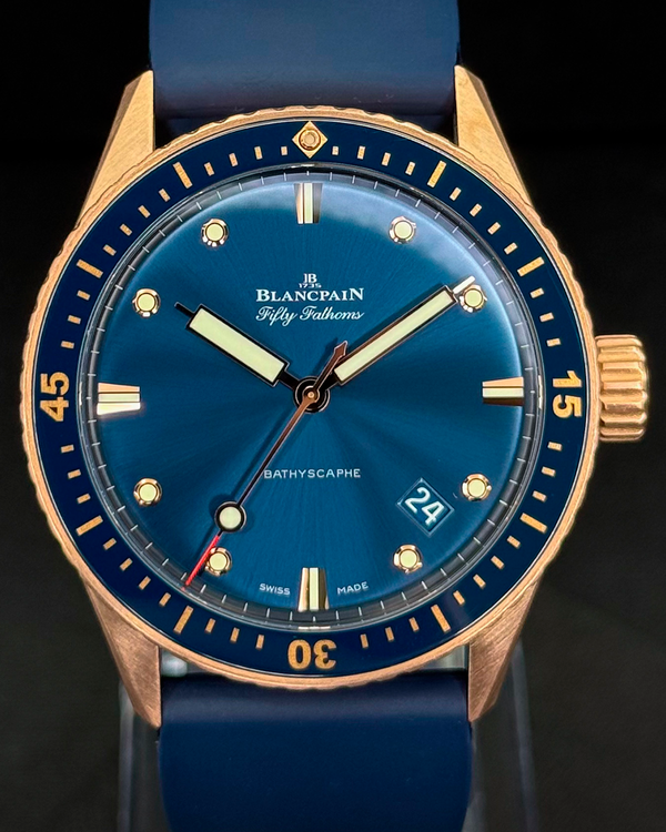 2021 Blancpain Fifty Fathoms Bathyscape 43MM Blue Dial Rubber Strap (5000-36S40-NAOA)