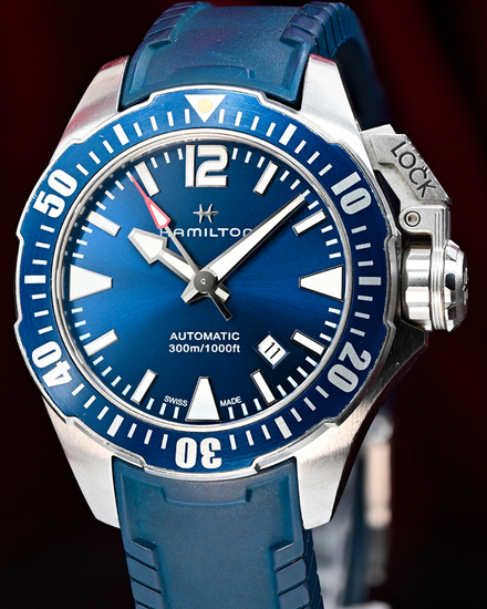 No Reserve - Hamilton Khaki Navy Frogman 42MM Blue Dial Rubber Strap (H77705345)