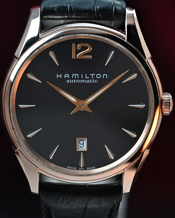 Hamilton Jazzmaster Slim 43MM Black Dial Leather Strap (H38645735)