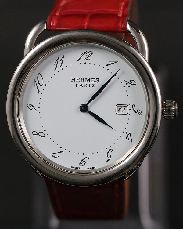Hermès Arceau 38MM Quartz White Dial Leather Strap (AR5.710)