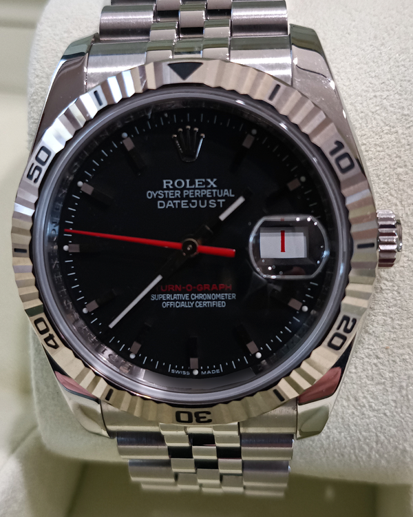 2010 Rolex Datejust Turn-O-Graph 36MM Black Dial Oyster Bracelet (116264)