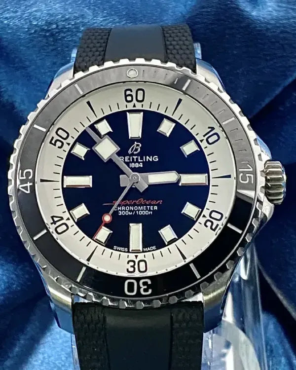 2024 Breitling Superocean 44MM Black Dial Rubber Strap (A17376)