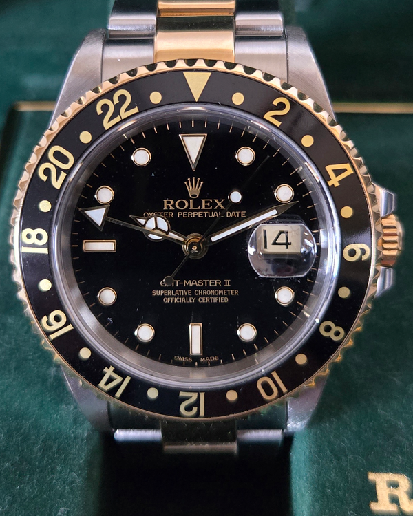 2000 Rolex GMT-Master II 40MM Black Dial Two-Tone Oyster Bracelet (16713)