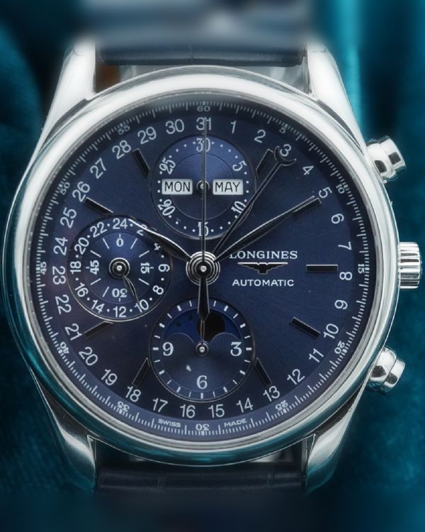 2024 Longines Master Collection Chrono Moonphase 40MM Blue Dial Leather Strap (L2.673.4.92.0)