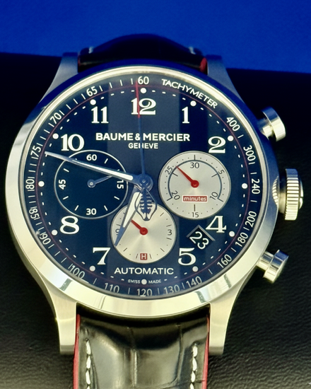 Baume & Mercier Capeland Shelby Cobra L.E. 44MM Blue Dial Leather Strap (MOA10232)