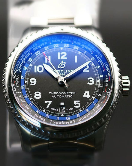 2023 Breitling Aviator 8 B35 Automatic Unitime 43MM Black Dial Steel Bracelet (AB3521U41B1A1)