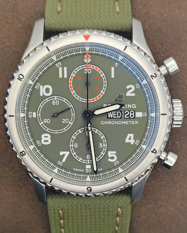 Breitling Aviator 8 "Curtis Warhawk" 43MM Green Dial Textile Strap (A13316)