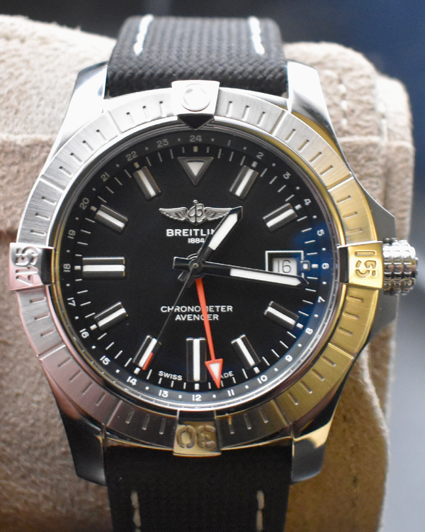 2025 Breitling Avenger GMT 43MM Black Dial Leather Strap (A32397101B1X1)