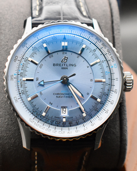 2025 Breitling Navitimer GMT 41MM Ice Blue Dial Leather Strap (A32310171C1P1)
