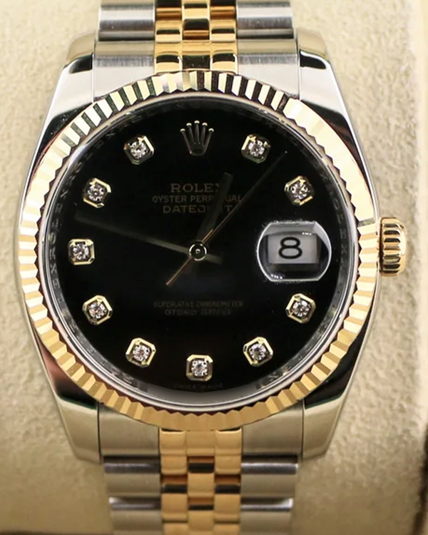 Rolex Datejust 36MM Black Dial Two-Tone Super Jubilee Bracelet (116233)