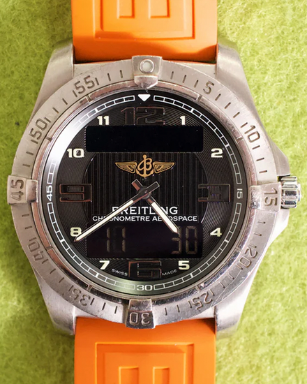 Breitling Aerospace 42MM Quartz Black Dial Rubber Strap (E79362)