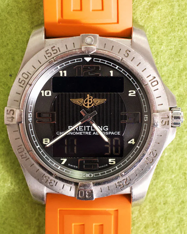 Breitling Aerospace 42MM Quartz Black Dial Rubber Strap (E79362)