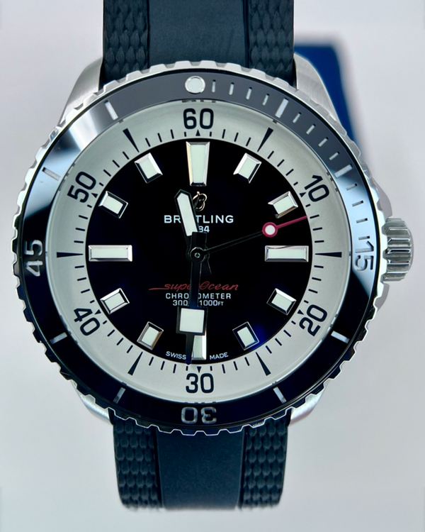 2020 Breitling Superocean 42MM Black Dial Rubber Strap (A17375)