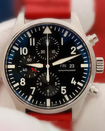 IWC Schaffhausen Pilot Chronograph 43MM Black Dial Rubber Strap (IW377709)