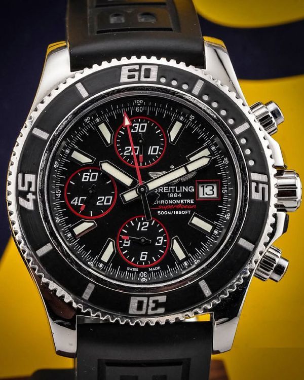 2016 Breitling Superocean II 44MM Black Dial Rubber Strap (A1334102/BA81)