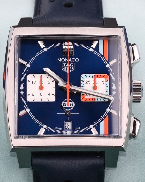 2025 Tag Heuer Monaco "Gulf Racing" S.E. 39MM Blue Dial Leather Strap (CBL2115.FC6494)