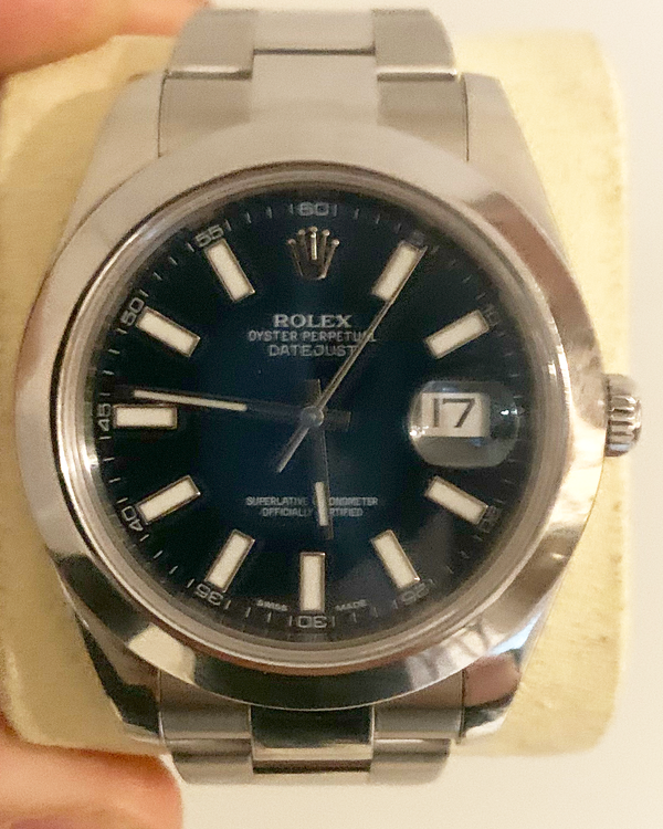 2015 Rolex Datejust II 41MM Blue Dial Oyster Bracelet  (116300)