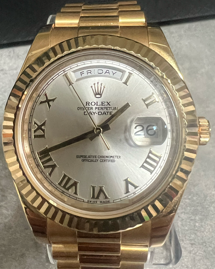 2014 Rolex Day-Date 41MM Silver Dial Yellow Gold President Bracelet (218238)