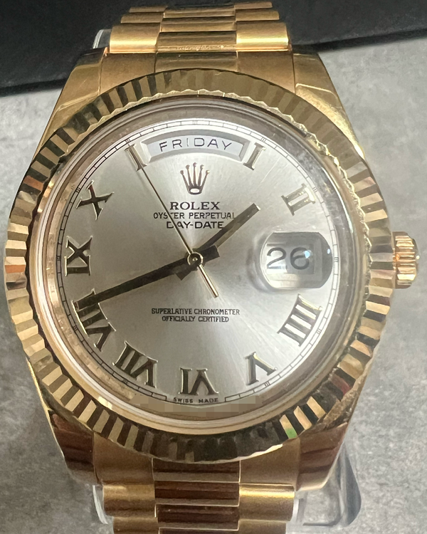 2014 Rolex Day-Date 41MM Silver Dial Yellow Gold President Bracelet (218238)