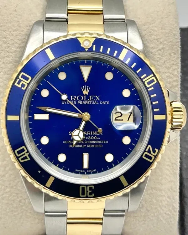 1988 (L4 Serial) Rolex Submariner "Bluesy" 40MM Blue Dial Two-Tone Oyster Bracelet (16613)